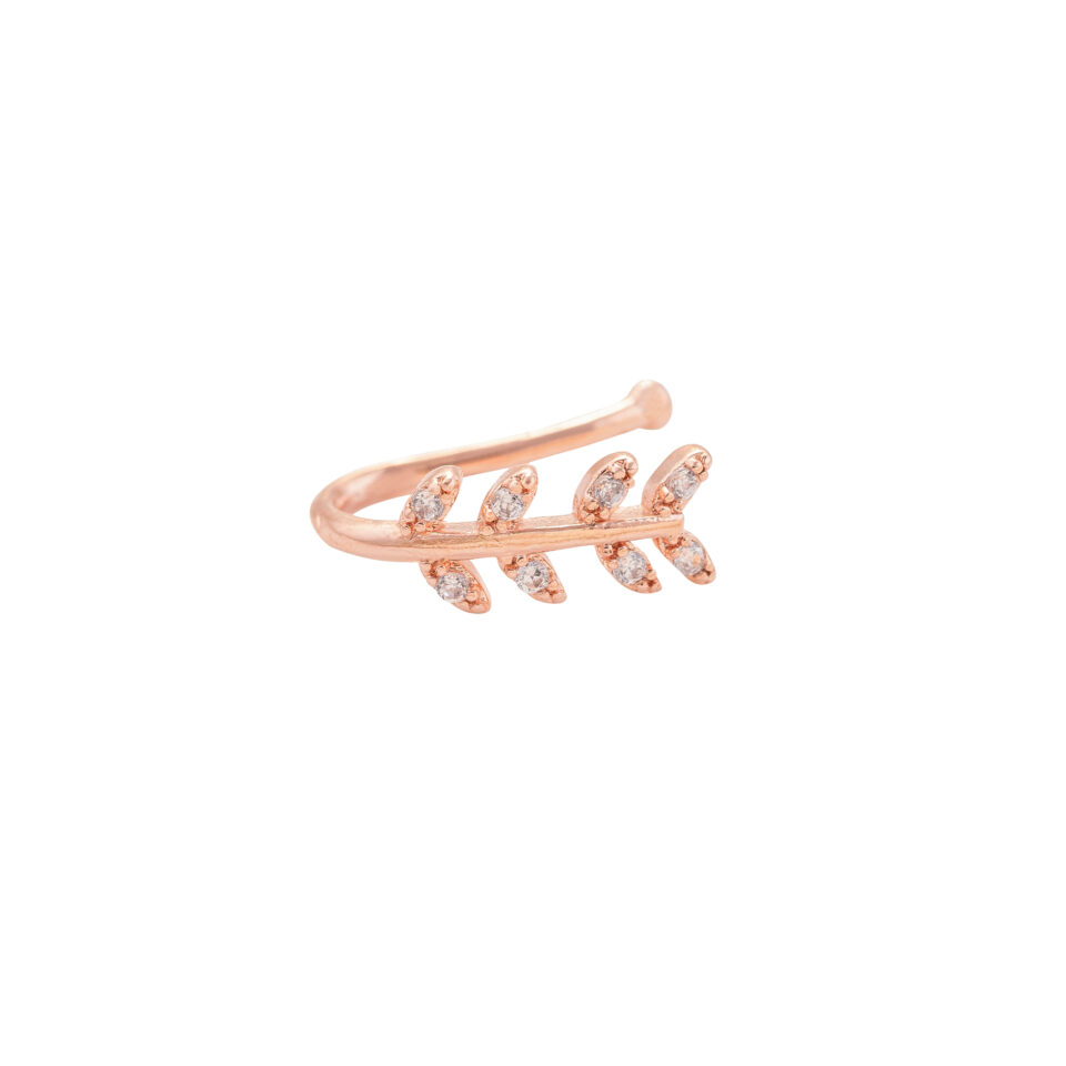 Rose Gold Foliage Nose Ring & Stud