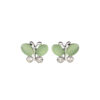 Silver Dainty Green Butterfly Stud Earring