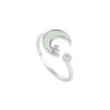 Silver Crescent Moon and Star Ring