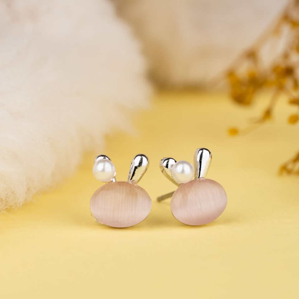 Silver Bunny Stud Earring