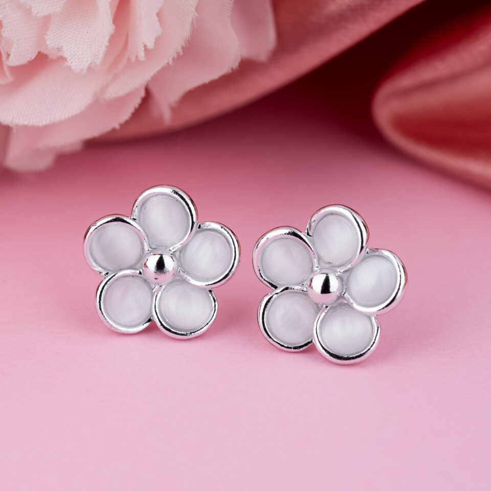 Silver Dainty Flower Stud Earring