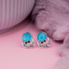 Silver Blue Octopus Stud Earring