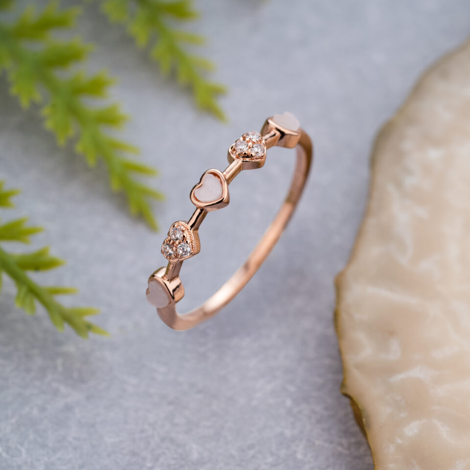 Rose Gold Little Hearts Ring