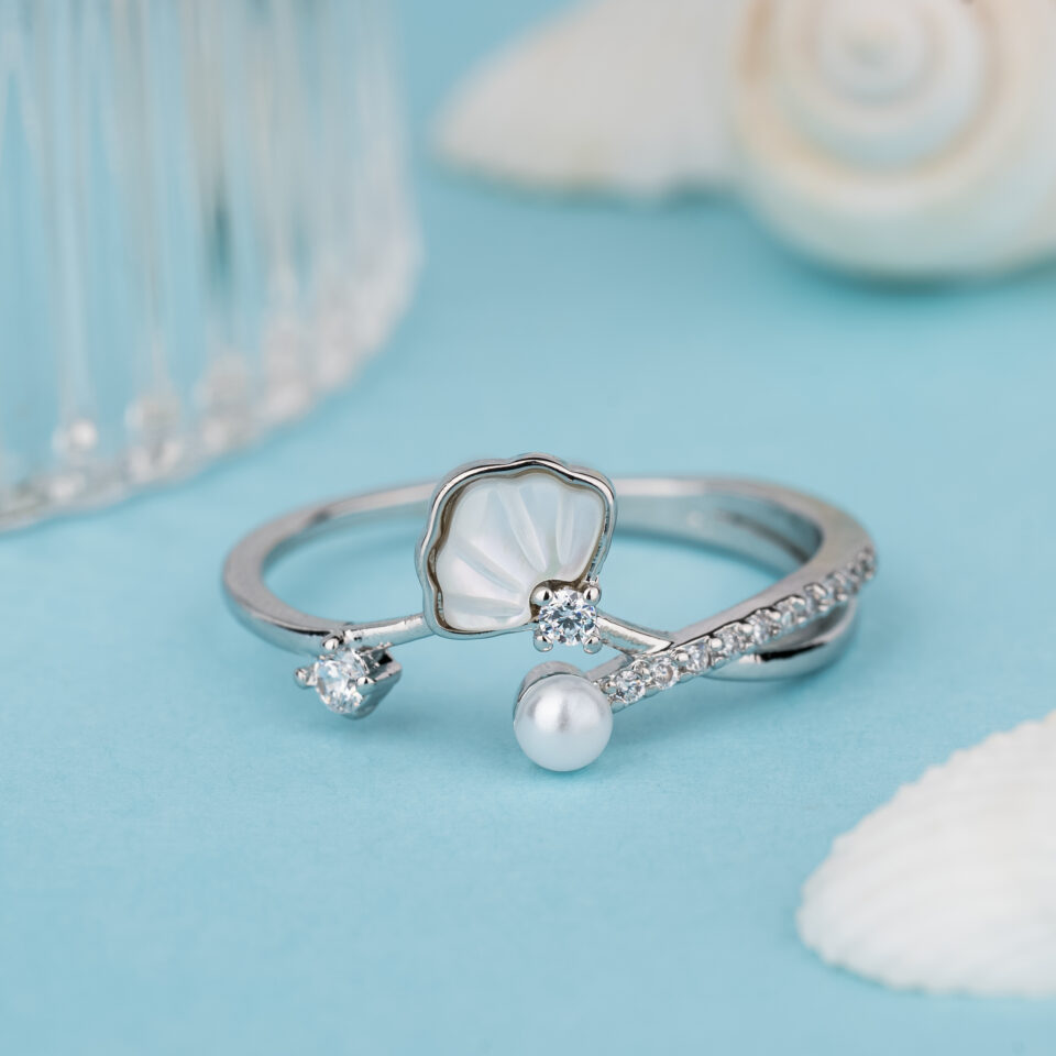 Silver Coral Infinity Ring