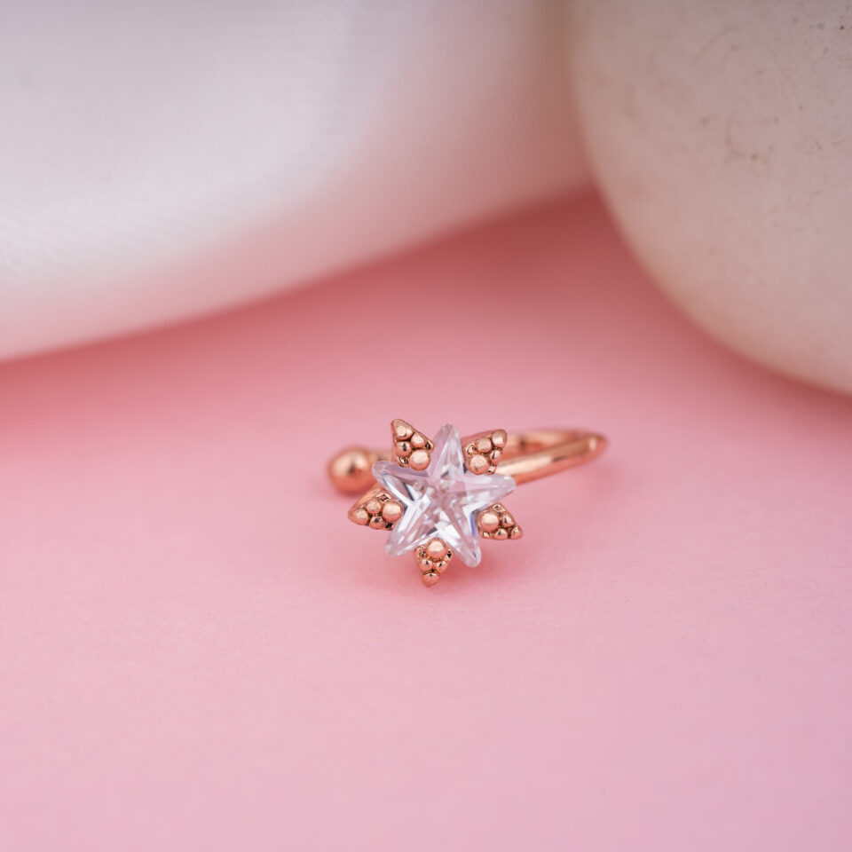 Rose Gold Star Nose Ring & Stud