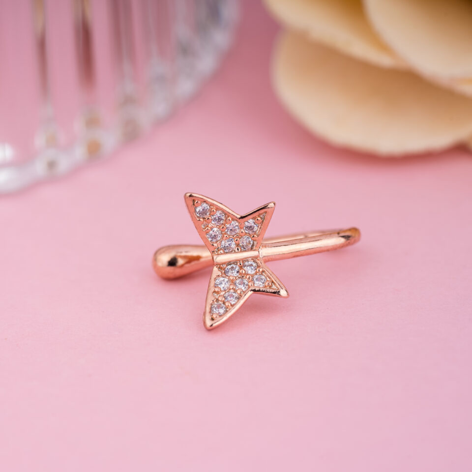 Rose Gold Ethereal Butterfly Nose Ring & Stud