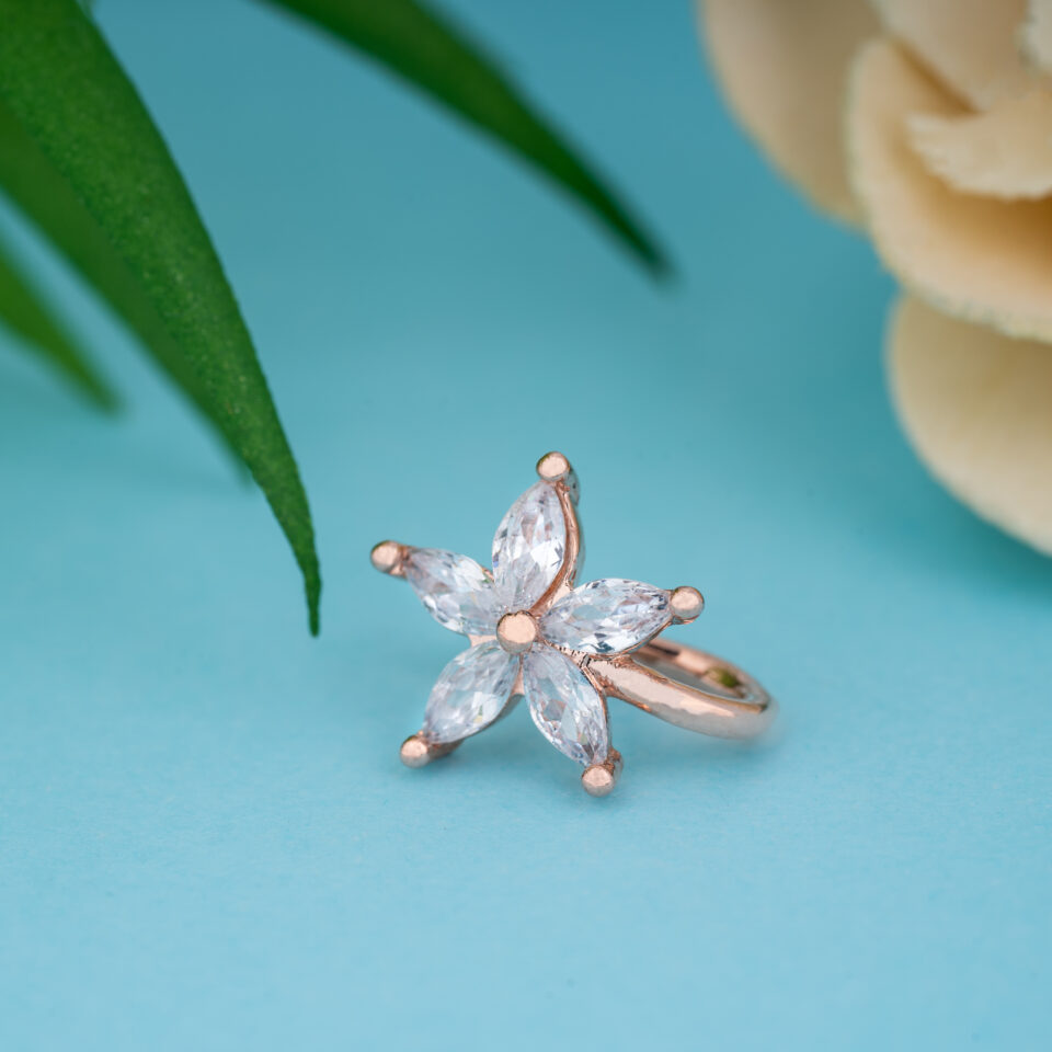 Rose Gold Daisy Nose Ring & Stud