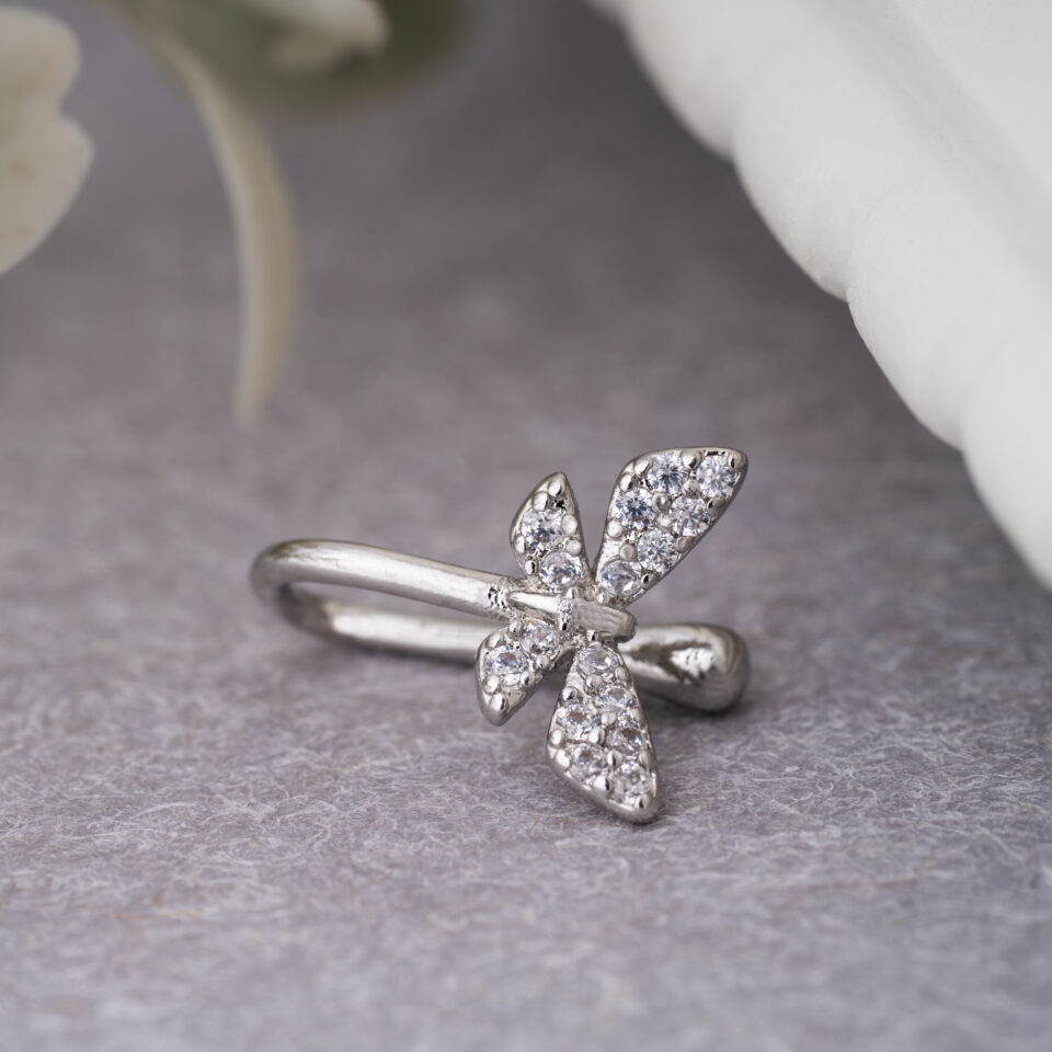 Silver Dragonfly Nose Ring & Stud