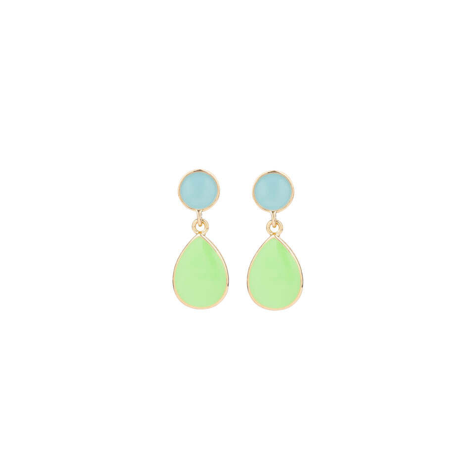 Brass Gold Multicolor Drop Earring - Green