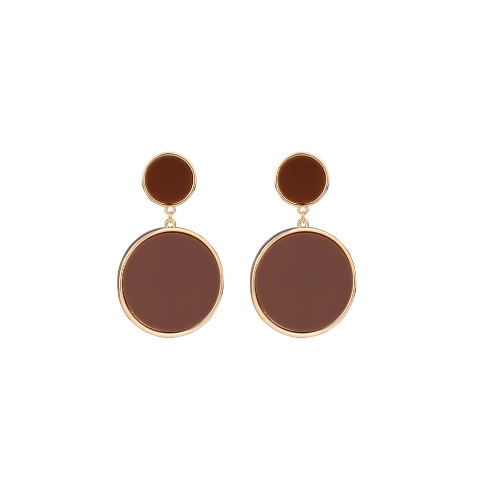 Brass Coffee Brown 2 Layered Drop Earring