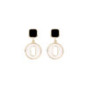 Brass Gold Multicolor Drop Earring - Black n White