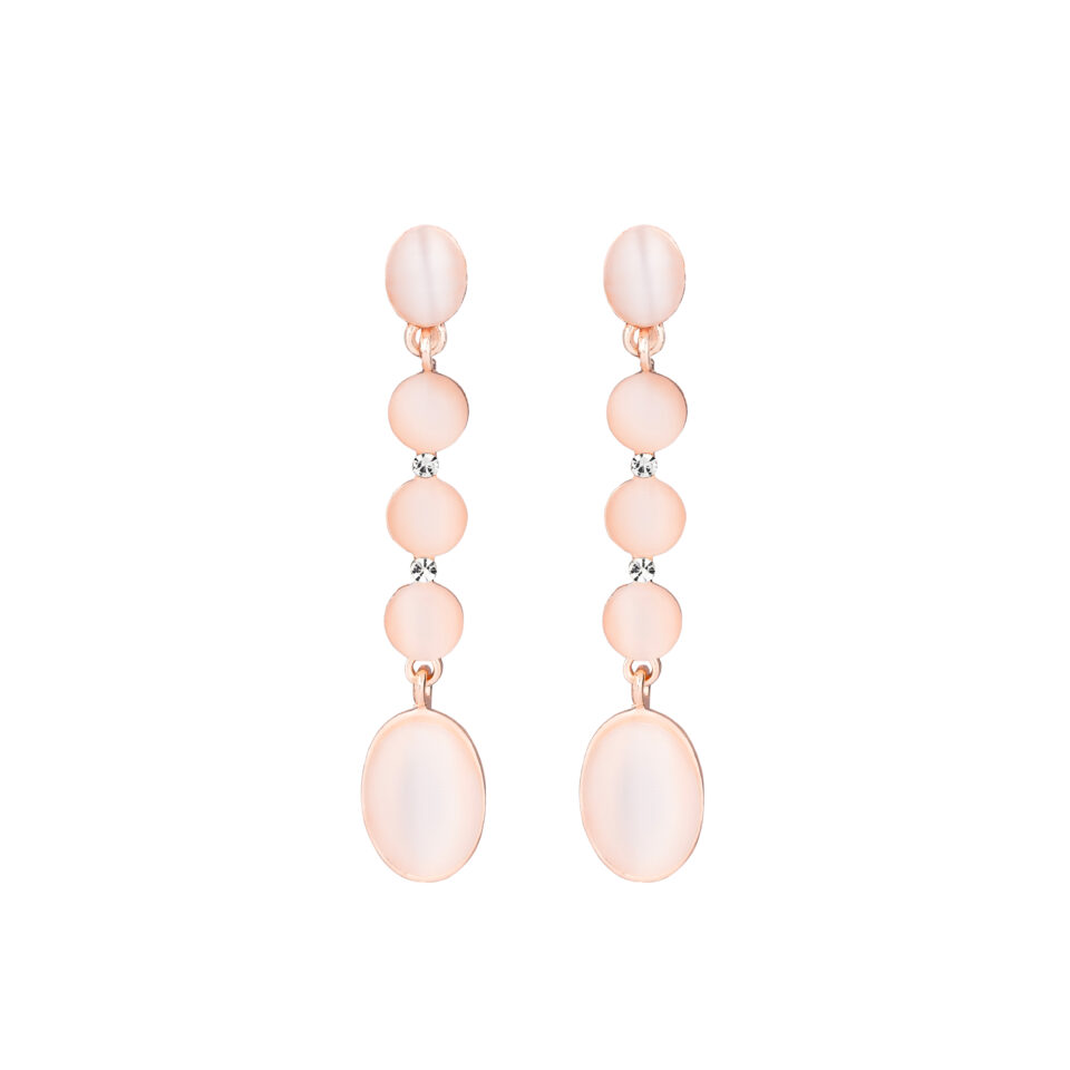 Pink Peach Oval Dangler Earrings