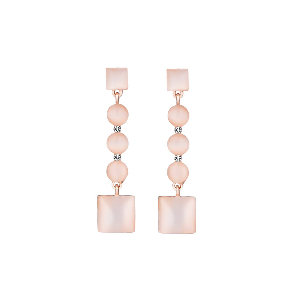 Pink Peach Square Dangler Earrings