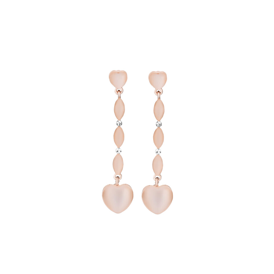 Pink Peach Heart Dangler Earrings