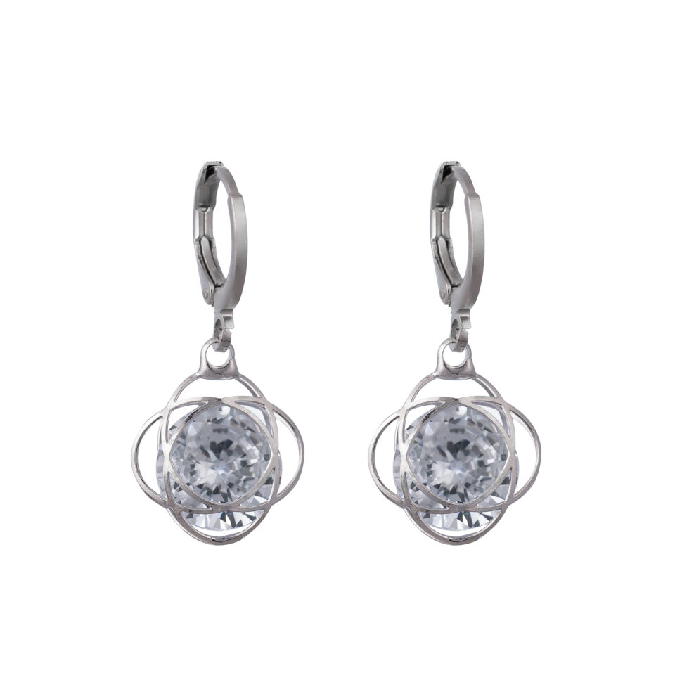 Silver Floral Drop Earrings