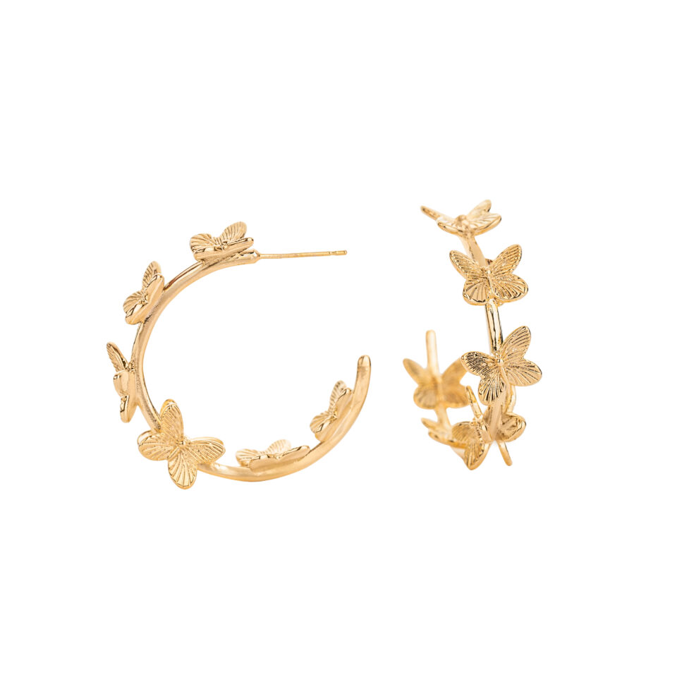 Brass Butterfly Hoop Earring