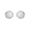 Silver Round Oval Stud Earring