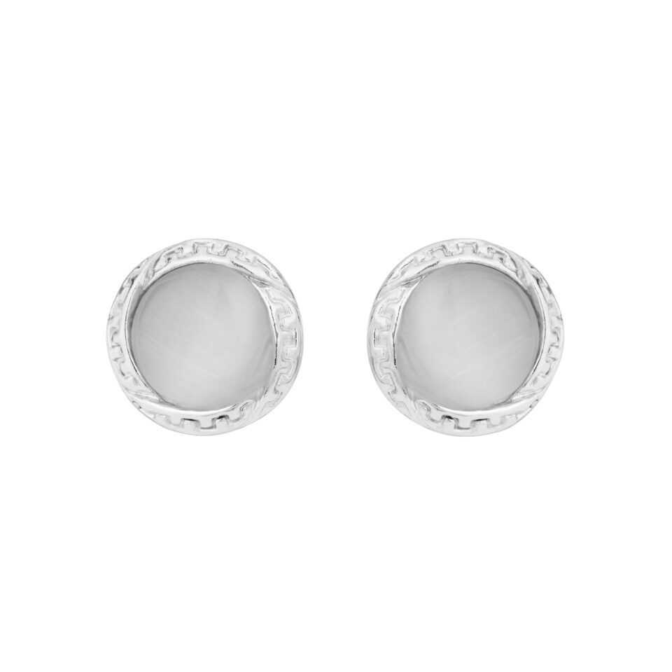 Silver Round Dainty Stud Earring