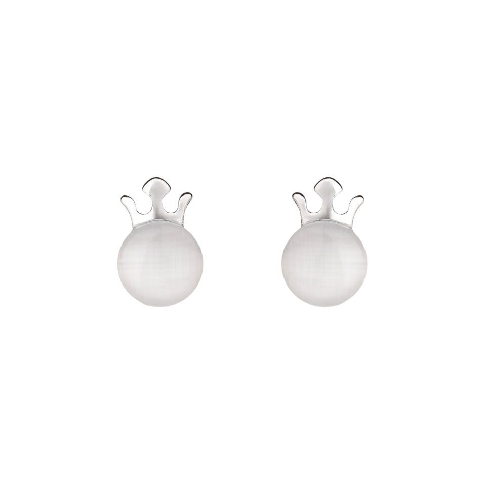 Silver Crown Peach Stud Earring