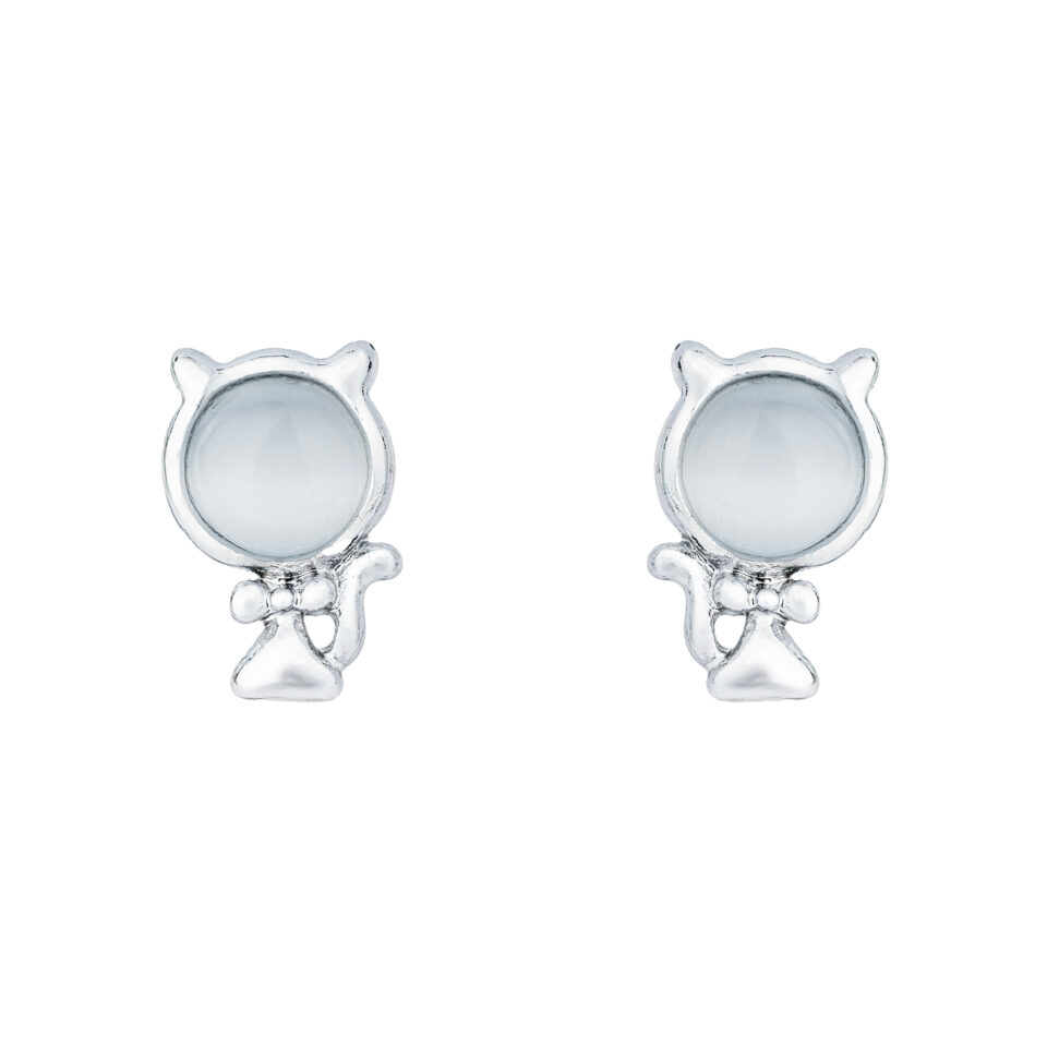 Silver Cat Stud Earring