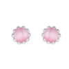 Silver Pink Flower Stud Earring