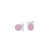 Silver Pink Bow Stud Earring