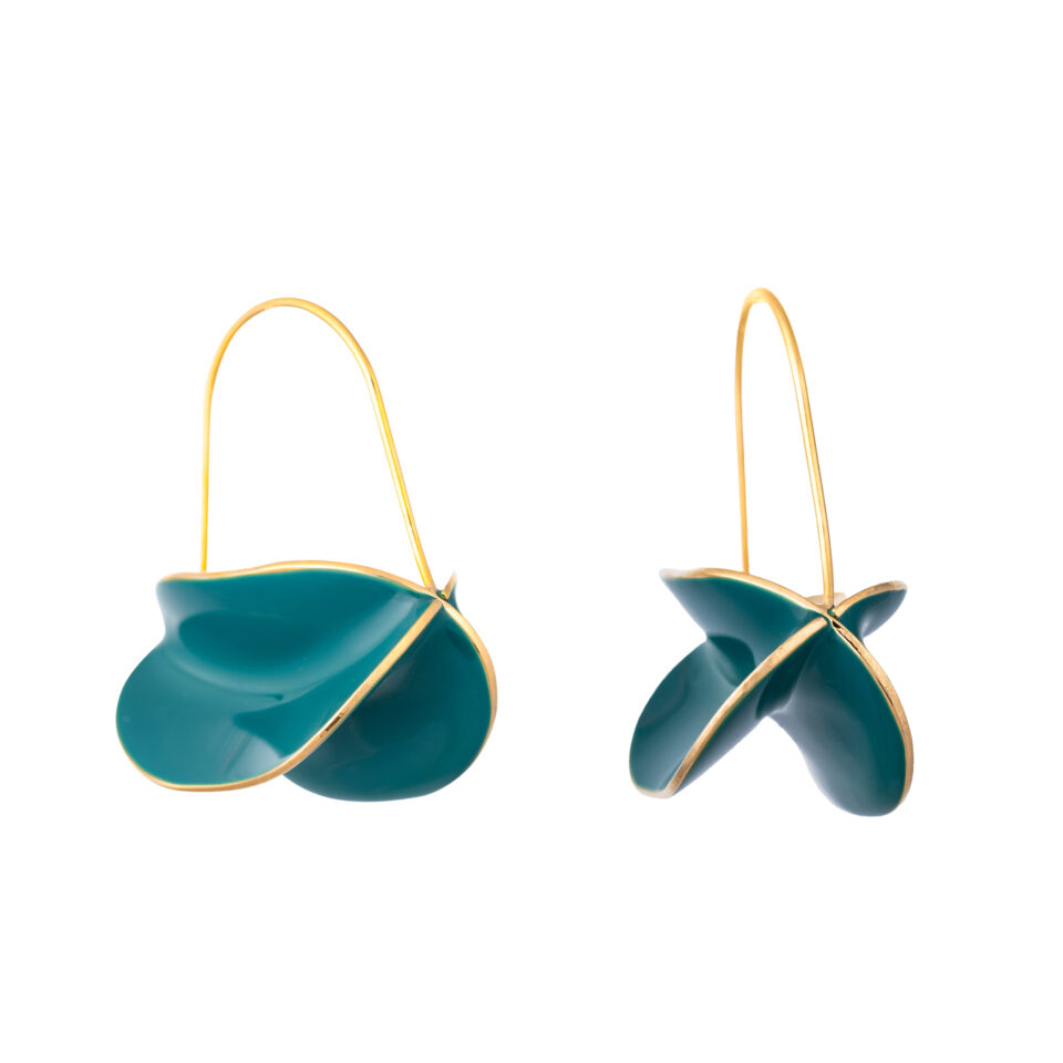 Brass Asymmetric Butterfly Hoop Earring - Green