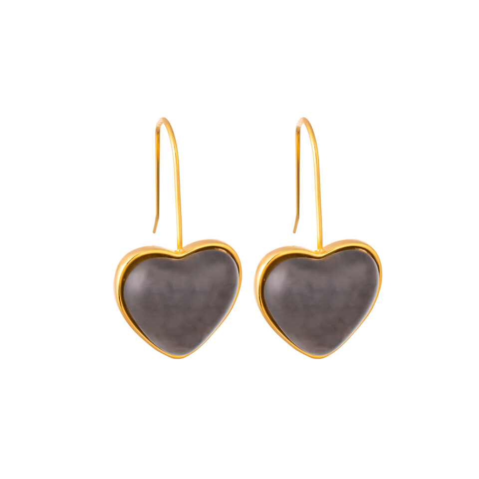 Grey Heart Drop Earrings