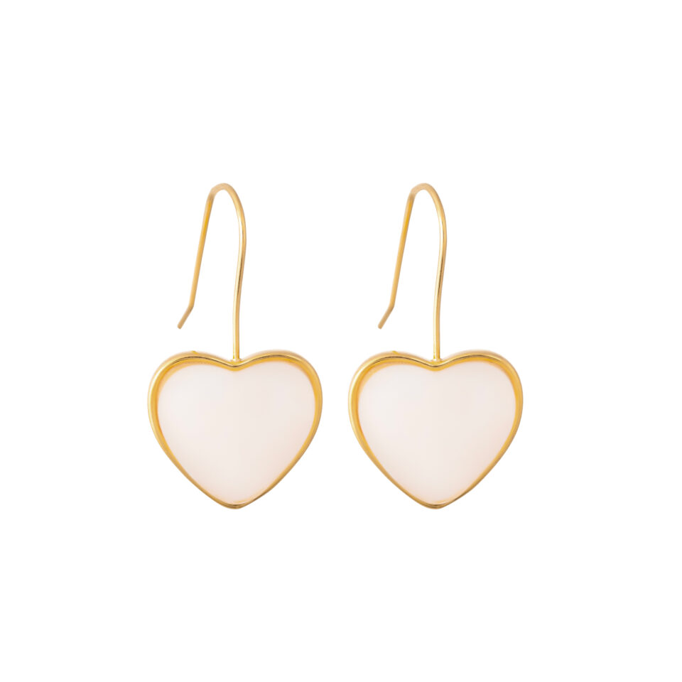 Pearl White Heart Drop Earrings