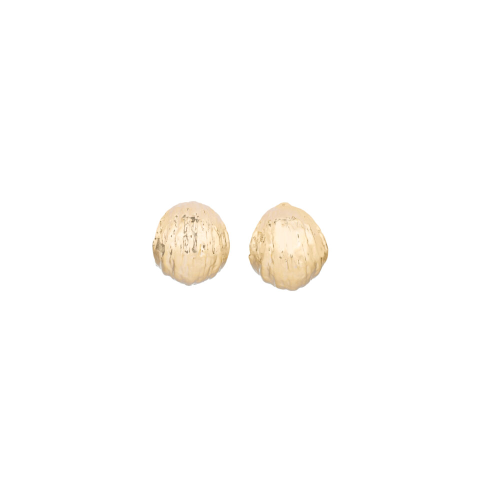 Hammered Brass Gold Stud Earring