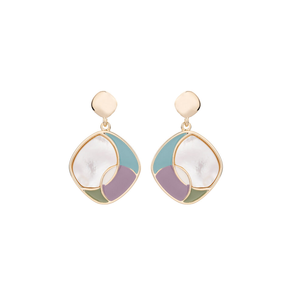 Brass Gold Multicolor Drop Earring