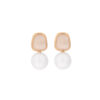 Beige Quartz Pearl Drop Earring