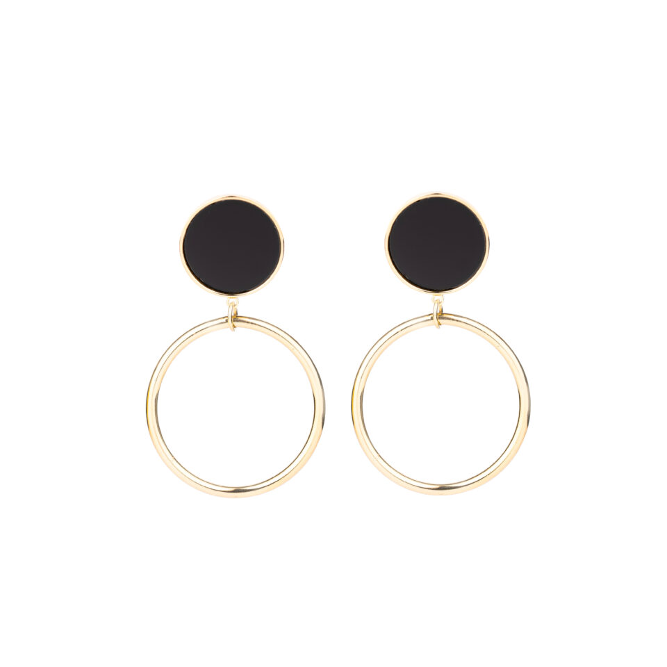 Brass Black 2 Layered Drop Earring