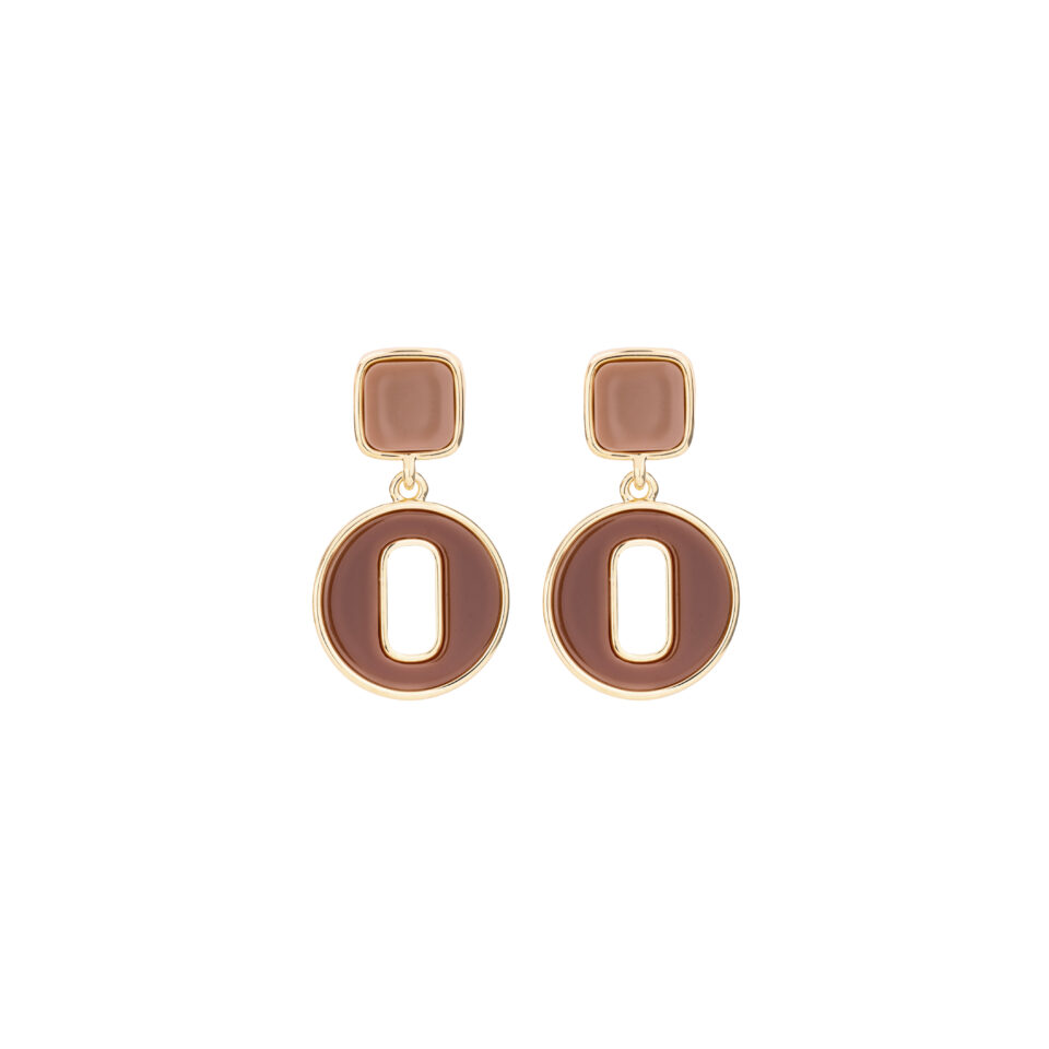 Brass Gold Multicolor Drop Earring - Brown