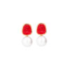 Poppy Red Quartz Pearl Drop Earring