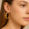 Brass butterfly hoop earring
