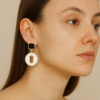 Brass Gold Multicolor Drop Earring – Black n White on model