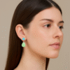 Brass Gold Multicolor Drop Earring – Green on model