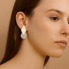 Brass Gold n Silver Asymmetric Drop Earring