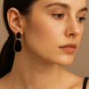 Brass Black Asymmetric 2 layered Drop Earring