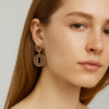 Brass Gold Multicolor Drop Earring - Brown on model