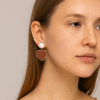 Brass Heart Charm Drop Earring on model