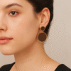 Brass Coffee Brown 2 Layered Drop Earring on model