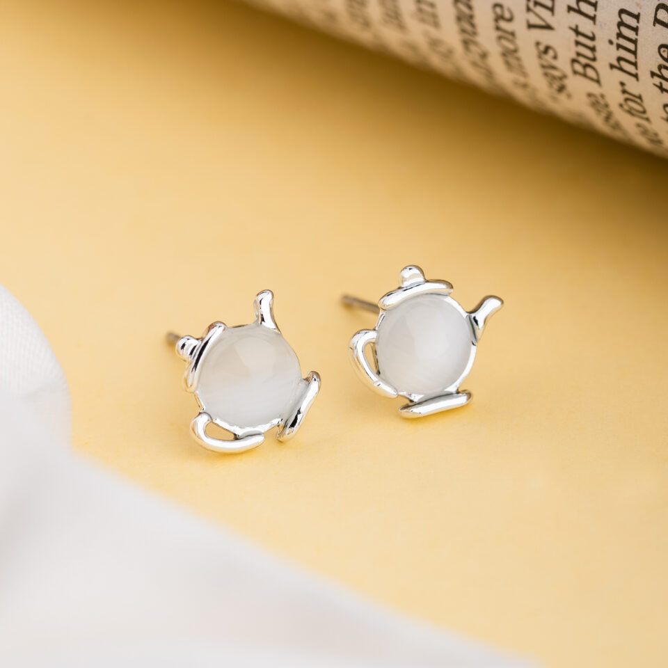 Silver Teapot Stud Earring