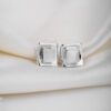 Silver Curved Square Stud Earring