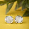 Silver Round Oval Stud Earring