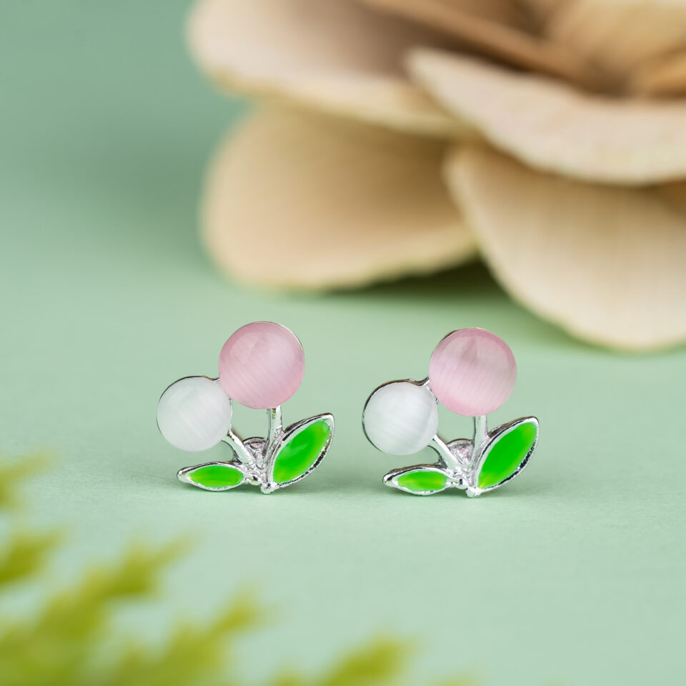 Silver Cherry Stud Earring