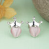 Silver Pink Crown Stud Earring