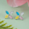 Silver Multicolor Flower Stud Earring