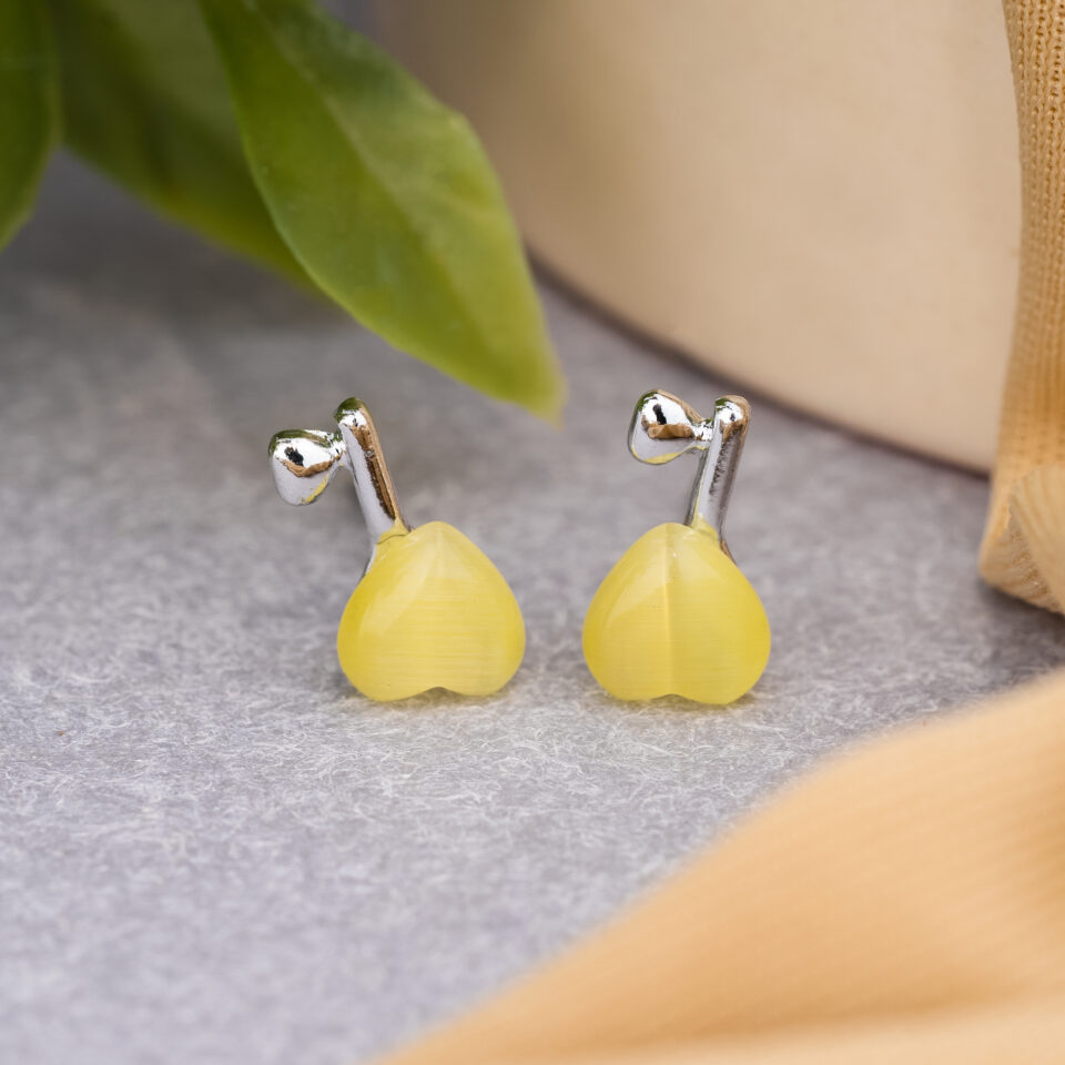 Silver Pear Stud Earring